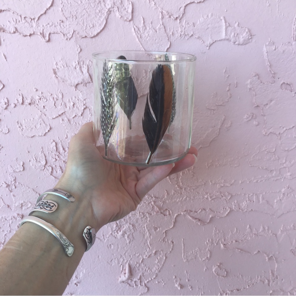 Glass Jar with Feathers